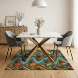 Whimsical Rainbow Camping Kids Area Rug