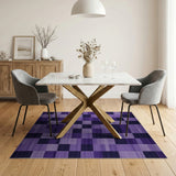 Purple Navy Geometric Patchwork Area Rug