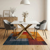 Bold Geometric Multi-Color Block Area Rug