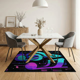 Vibrant Music Notes Geometric Area Rug
