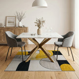 Yellow Geometric Modern Bold Yellow Black Geometric Area Rug