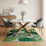 Green Lush Green Palm Frond Area Rug