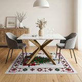 Santa Decorating Christmas Tree Fireplace Rug