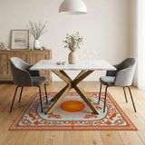 Radiant Orange Sun Medallion Persian Rug