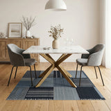 Blue Patchwork Woven Area Rug