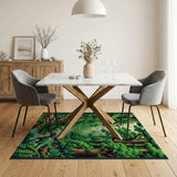 Vibrant Dinosaur Jungle Forest Area Rug