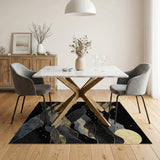 Gold Foil Moon Over Layered Mountains Area Rug