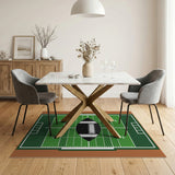 Kids Cartoon Football Field Area Rug with Centered Ball