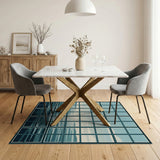 Framed Ocean Horizon Teal Window Rug