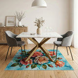 Watercolor Peach Roses Bouquet Area Rug
