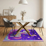 Purple Unicorn Starry Night Kids Area Rug