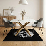 Bold White Skull on Black Area Rug