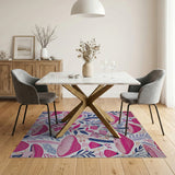 Whimsical Pink Mushroom Meadow Area Rug