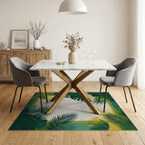 Green Lush Green Palm Leaf Coastal Area Rug