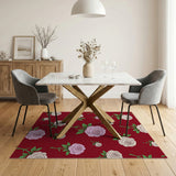 Vintage Roses Red Floral Area Rug