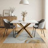 Gold Veined Marble Abstract Area Rug