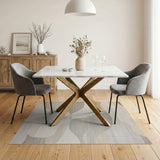 Abstract Beige Neutral Wave Area Rug