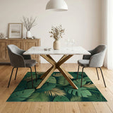 Boho Chic Green Lush Green Monstera Palm Leaf Area Rug