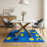 Pixelated ABC Alphabet Shapes Kids Area Rug