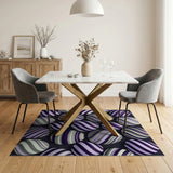 Purple Swirled Striped Egg Area Rug