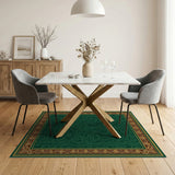 Ornate Emerald Green Vine Leaf Area Rug