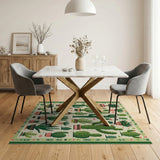 Southwestern Cactus Succulent Garden Area Rug