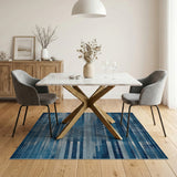 Distressed Blue Teal Tribal Striped Area Rug