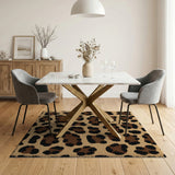 Leopard Print Tufted Area Rug in Brown Tan
