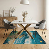 Moonlit Surfer Wave Coastal Area Rug