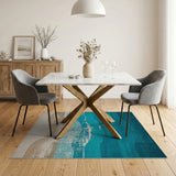 Teal Blue Coastal Wave Area Rug