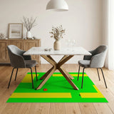 Vibrant Yellow Border Green Geometric Area Rug