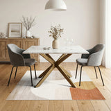 Beige Neutral Abstract Curve Area Rug