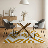 Golden Chevron Geometric Area Rug