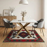 Southwestern Red Green Geometric Diamond Rug