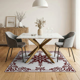 Ornate Red Starburst Medallion Rug