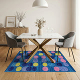 Multi-color and Patterns Vibrant Multi-Color Overlapping Circles Area Rug