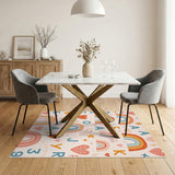 Rainbow Letters and Numbers Kids Area Rug