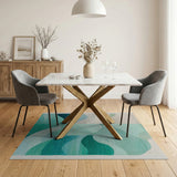 Blue and Teal Abstract Area Abstract Teal Wave Area Rug