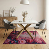 Pink Vibrant Pink Peony Floral Area Rug
