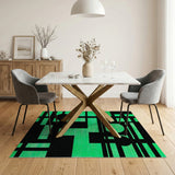 Green Geometric Modern Emerald Green Geometric Abstract Area Rug
