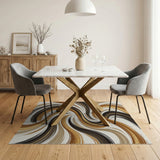 Brown and Tan Swirling Brushstroke Brown Tan Abstract Area Rug