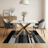 Bold Black White Striped Geometric Black and White Area Rug