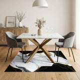 Black White Gold Marble Area Rug