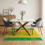Distressed Yellow Green Border Area Rug