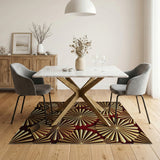 Gold and Silver Gold Starburst Geometric Area Rug
