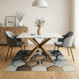 3D Layered Hexagon Grey Area Rug