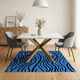 Electric Blue Zebra Stripe Area Rug
