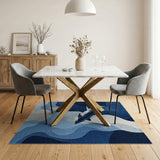 Shark Ocean Waves Blue Area Rug
