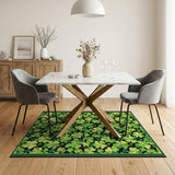Green Lucky Shamrock Green Clover Area Rug