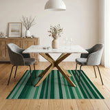 Lush Green Horizontal Stripe Woven Rug